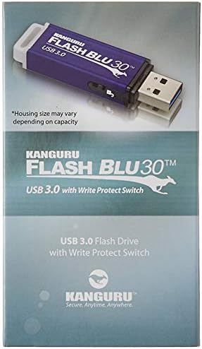 Kanguru Flash Blu30 64 GB USB Flash Drive – Ultimate Data Security with Physical Write Protection – Lightning-Fast USB 3.0 Transfer Speeds for Professionals and Students – Sleek, Portable Design for Easy File Management and Enhanced Compatibility