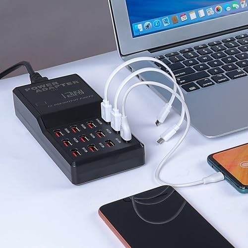 65 W 12-in-1 USB-C Charging Station for i Phone 16 Pro/Max, Mac Book Pro/Air & i Pad Pro | High-Speed Multi-Device Desktop Charger with 12 USB-C Ports & 5 ft Flat Power Cord | Perfect for Home & Office Efficiency and Clutter-Free Charging Solution