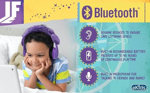 Safe Sound Wireless Kids Headphones – Foldable Bluetooth Earphones with Built-In Microphone – Volume-Limited Design for Hearing Protection – Perfect Portable Audio Solution for School and Travel – AUX-Compatible, Durable, Lightweight, and Stylish