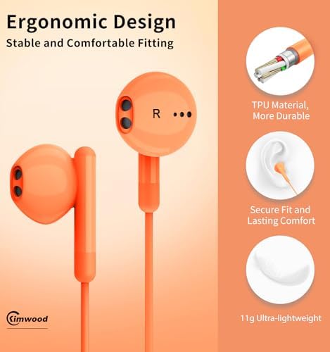 Premium Wired Earbuds with Microphone – Hi-Fi Stereo In-Ear Headphones for Powerful Bass & Crystal Clear Audio – Compatible with i Phone, Android & Most 3.5 mm Devices (Blue) – Ergonomically Designed for Comfort and Enhanced Daily Listening Experience