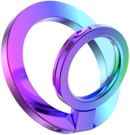 GVIEWIN Magnetic Phone Ring Holder, Compatible with MagSafe Phone Grip with Adjustable Stand, Magnet Phone Ring Kickstand for iPhone 16 Pro Max/Plus/15/14/13/12 Series/Other Phones (Purple) – Enhanced Compatibility and Speed
