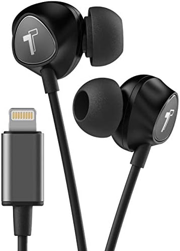 Thore V110 MFi Certified Braided Lightning Earbuds for i Phone – Sweat & Water-Resistant In-Ear Headphones with Built-in Mic and Volume Control – Perfect for Active Lifestyles and Seamless Connectivity with i Phone 12/13/14 Pro Max – Stylish Red Design for Enhanced Durability and Comfort