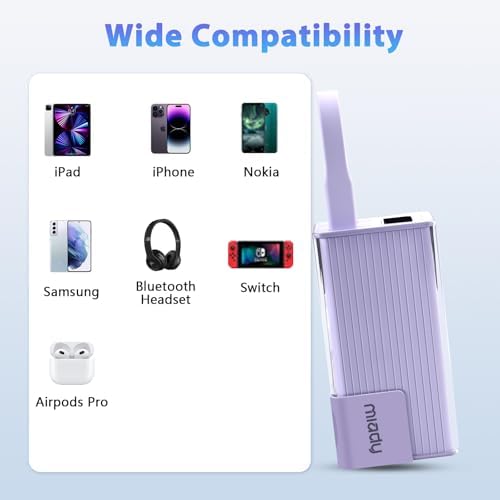 Miady 10000 m Ah Portable Charger with Built-in Foldable Wall Plug – PD 30 W Fast Charging Power Bank with USB-C Cable & LED Display – Lightweight Travel Essential for i Phone & Galaxy Smartphones in Stylish Cream Blue – Ultimate On-the-Go Charging Solution