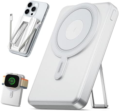 Revolutionary Mag Safe 10000 m Ah Power Bank: 5-in-1 Magnetic Wireless Charger for i Phone 12-16 Models & Apple Watch – Fast Charging with Built-in Stand for Ultimate Portability and Convenience