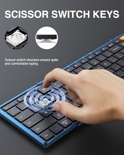 Portable Full-Size Proto Arc Bluetooth Keyboard XK01 – Foldable Wireless Keyboard with Numeric Keypad for i Pad, Tablets, Smartphones, and Laptops – Rechargeable Multi-Device Solution for Windows, i OS & Android – Ultimate Travel Companion for On-the-Go Professionals