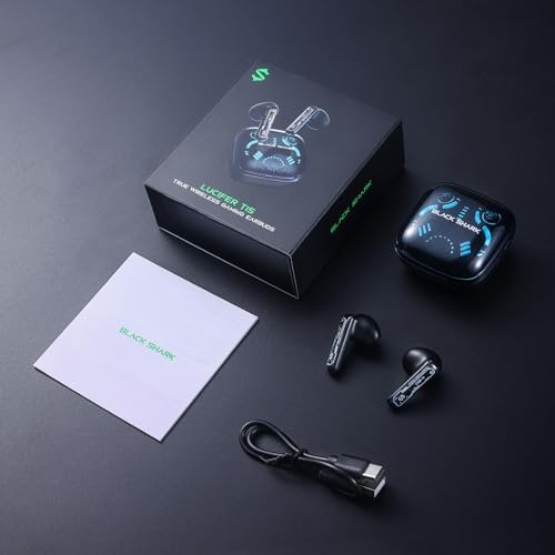 Unleash Superior Sound with Black Shark Wireless Earbuds – 35 ms Ultra-Low Latency Gaming Headphones, Bluetooth 5.2 for Seamless Connectivity, IPX5 Waterproof Design, 10 mm Drivers for Deep Bass, 4 Hyperclear Mics for Optimal Call Clarity, 20 Hours Playtime, Comfort Fit for Extended Use – Perfect for Gamers and Music Lovers Alike