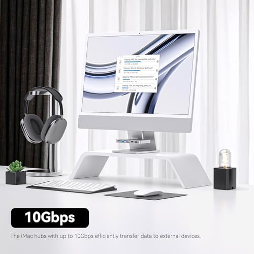 Minisopuru i Mac USB-C Hub for M1, M3, M4 – Ultra-Fast 10 Gbps Adapter with SD/TF Card Slots & USB A/C Ports – Perfectly Designed for 2021/2023/2024 i Mac 24-Inch & Studio Display 27-Inch – Sleek Silver Hub for Effortless Connectivity & Enhanced Performance