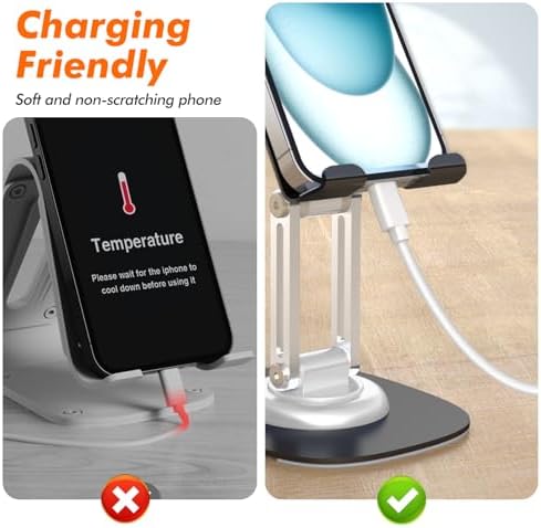 Cell Phone Stand, Fully Adjustable Foldable Desktop Phone Holder, 360 Degree Rotating Desktop Phone Stand for Recording Compatible with iPhone 16 15 14 13 12 Pro Xs Max Xr All Phones, Blue – Enhanced Compatibility and Speed