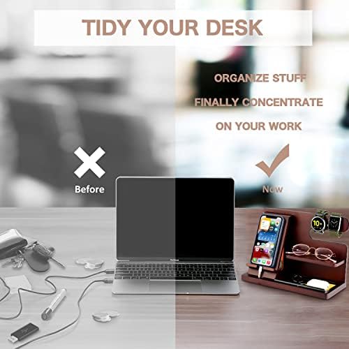 OUTXE Wood Phone Docking Station, Men Gifts Nightstand Organizer for Phone, Keys, Wallet, Glasses, Gifts for Dad’s Birthday, Father’s Day, Anniversary – Enhanced Compatibility and Speed