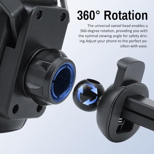 Shkalacar 360-Degree Rotatable Air Vent Phone Holder for Cars – Ultimate Compatibility with Smartphones Up to 85 mm – Hands-Free Navigation and Secure Clamping for Safe Driving – Sleek and Easy Installation Cell Phone Mount