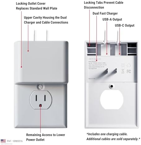 Secure Charge Lock System: Advanced Anti-Theft & Tug-Proof Phone Charger with Patented Slim Design – Dual Fast Charger Included, Plus 6 FT USB-C to Lightning Cable for Universal Compatibility – Protect Your Devices Anywhere!