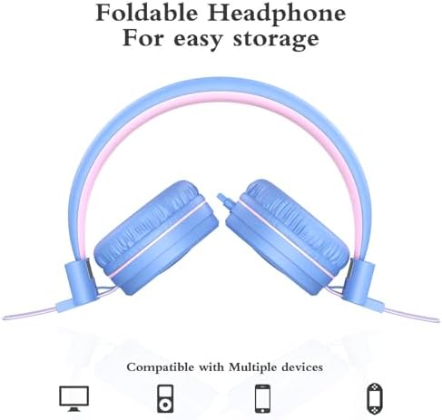 ELECDER i37 Foldable Kids Headphones – Lightweight, Adjustable On-Ear Wired Headphones in Vibrant Peach/Purple for School, Travel & Home Learning – Perfect Audio Companion for Young Learners & Teens with Comfortable Fit and Universal Device Compatibility