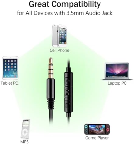 Wired 3.5 mm In-Ear Earbuds with Boom Mic – Ultimate Gaming Headset for Xbox, PS5, and Mobile Devices | Lightweight Design with Secure Wrap-around Hooks for Extended Comfort and Enhanced Audio Performance | Perfect for Gamers and Music Lovers | Exceptional Compatibility and Speed