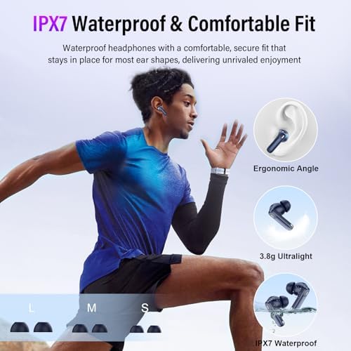 Thunelec Star Sand Purple Wireless Earbuds – Premium Bluetooth 5.4 Headphones with 48-Hour Battery, Advanced ANC/ENC Noise Cancellation, IPX7 Waterproof Protection, Touch Control, and Customizable EQ Modes for Ultimate Sound Experience in Any Environment