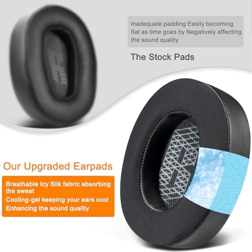 SOULWIT Premium Cooling Gel Ear Cushions for JBL Live 500 BT – Ultimate Noise Isolation Replacement Pads for All-Day Comfort and Enhanced Audio Performance – Durable Black Headphone Accessories