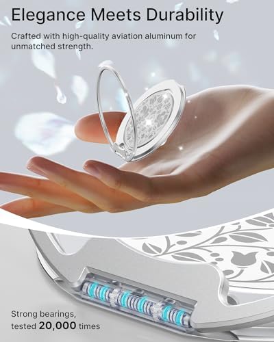 Glamour Pearl Magnetic Phone Grip Holder with Adjustable Kickstand – Ultimate Versatile Smartphone Accessory for i Phone, Android & Kindle – Secure Hands-Free Viewing & Stylish Design – Includes Magnetic Adapter for Effortless Compatibility and Enhanced Usability