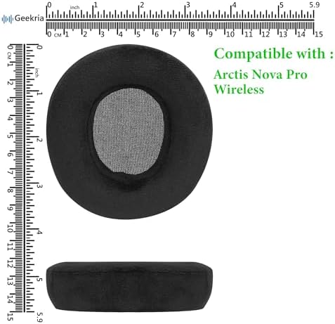 Upgrade Your Sound and Comfort with Geekria Premium Velour Replacement Ear Pads for Steel Series Arctis Nova Pro Wireless Headphones – Luxurious Black Cushioning for Enhanced Listening Experience and Superior Sound Isolation