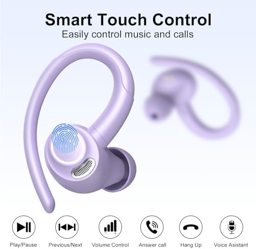 Elevate Your Audio Experience with VKROBAG Bluetooth 5.3 Sports Earbuds | CVC 8.0 Noise Cancellation for Crystal-Clear Sound | IP7 Waterproof Design Ensures Durability in Any Weather | 48-Hour Playback for All-Day Listening | Secure Over-Ear Hooks for Active Lifestyles | Immersive Enhanced Bass for Dynamic Sound Quality | Perfectly Engineered Wireless Earphones for Running, Workouts, and On-the-Go Use