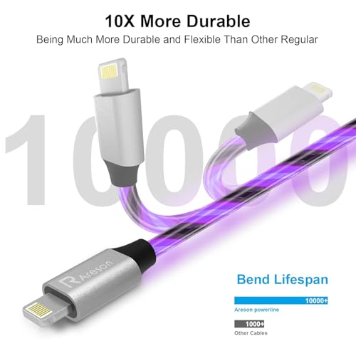 Illuminate Your Charging Experience with the 6 FT Pink LED Lightning Cable – MFi Certified Fast Charging Cord for i Phone 13, 12, 11 Pro Max, XR, XS, X, 8 Plus, 7 Plus, 6 Plus, 5 s & i Pad – Stylish, Durable, and Conveniently Long for Enhanced Flexibility and Quick Power-Up