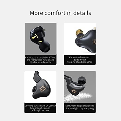 KBEAR KS1 Wired In-Ear Headphones – Premium Deep Bass Earbuds with Noise Cancellation for Gamers and Musicians, Featuring Dynamic Driver and Secure Ear Hooks for Enhanced Performance in Black – Your Ultimate Audio Solution for Gaming and Live Stages