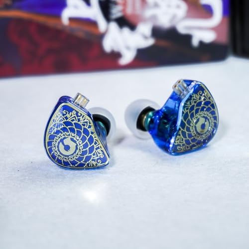 YINYOO TANGZU Wan er S.G High-Fidelity In-Ear Monitors – Exceptional 10 mm Dynamic Driver Earbuds with Ergonomic Comfort Design, Detachable Cable, Integrated Microphone – Perfect for Audiophiles, Musicians & Sound Lovers in Vibrant Blue Finish for Unmatched Audio Performance