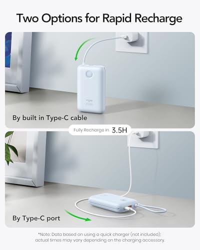 High-Capacity 20000 m Ah Portable Charger with Built-in Cables – 30 W Fast Charging Power Bank Featuring LED Display for i Phone, Samsung, i Pad & Android Devices – Ideal Travel Companion for On-the-Go Charging Solutions