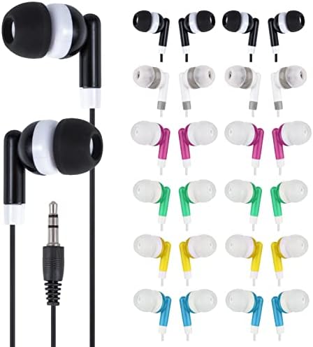 Bulk Pack of 50 Individually Wrapped Earbuds – Premium Classroom Headphones for Schools, Libraries, and Hospitals – Enhanced Compatibility, Lightweight Design, and High-Quality Sound for Focused Listening