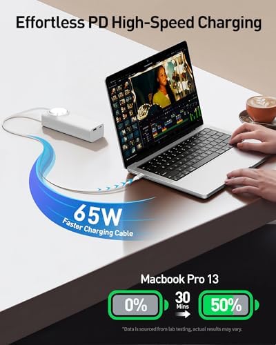 Ultimate i WALK 20000 m Ah Laptop Power Bank – Fast Charging 65 W Portable Charger with Retractable USB-C Cable & LED Display – Triple Output Compatibility for Mac Book Pro/Air, i Phone 16/15 Series, i Pad Pro, Samsung S25/S24 – On-the-Go Power Solution for Busy Professionals