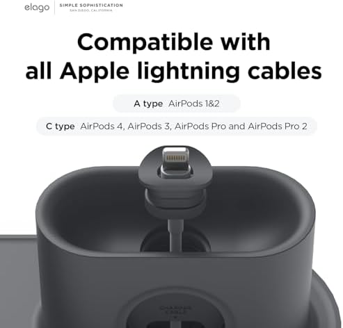 elago Mag Safe Multi-Device Charging Hub – Streamlined Charging Station for i Phone 16/15/14/13/12, Air Pods Series 4/Pro 2/Pro/3, and All Apple Watch Models – Sleek Dark Gray Finish for Effortless Organization and Rapid Power-Up (Cables Not Included)