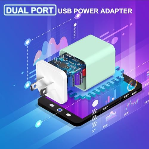 Ultimate i Phone Charging Solution: i GENJUN 5 Pack MFi Certified Fast Charging Set with Dual USB Wall Adapter & 6 FT Lightning Cables for i Phone 14, 13, 12, 11 Pro Max, XR, XS Plus – Vibrant Multicolor Selection for Enhanced Convenience and Speed