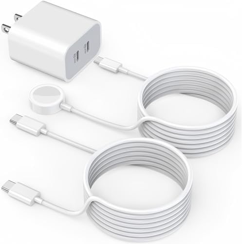 Ultra-Fast Dual USB-C Power Charger for Apple Watch & i Phone 16 – MFi Certified Rapid Charging Solution with 6 FT USB-C to Lightning Cable – Ideal for Apple Watch Series 10/9/Ultra/8/7/SE/6/5 & i Phone 15 – Compact & Travel-Friendly Design for Effortless On-the-Go Power