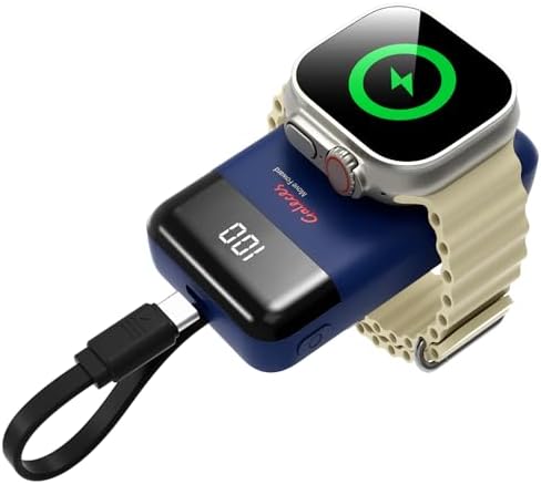 Compact 3000 m Ah Wireless Magnetic Charger for Apple Watch & i Phone – Fast Charging Power Bank with Built-in USB-C Cable, Perfect Travel Gift for SE/Ultra/1-9 Series & i Phone 15/16, Sleek White Design for Effortless Power On-the-Go