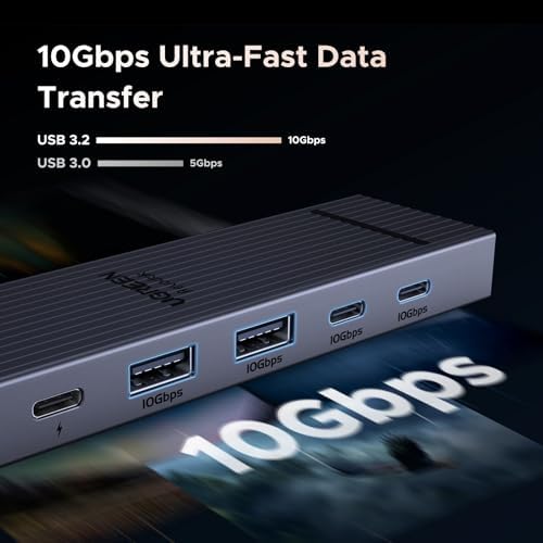 UGREEN Revodok Pro 6-in-1 USB-C Hub – Lightning-Fast 10 Gbps Data Transfer & 4 K HDMI Adapter for Mac Book Pro, i Pad Pro, Think Pad, and More – Ultimate Power Delivery and Versatile Connectivity for Professionals on the Go