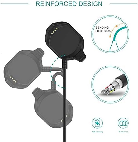 Garmin Approach S5/S6 Charger Replacement Cable – 3.3 ft USB Adapter for Fast Charging – Essential Golf GPS Smartwatch Charging Dock with Durable Wire Clip – Maximize Performance and Convenience on the Course