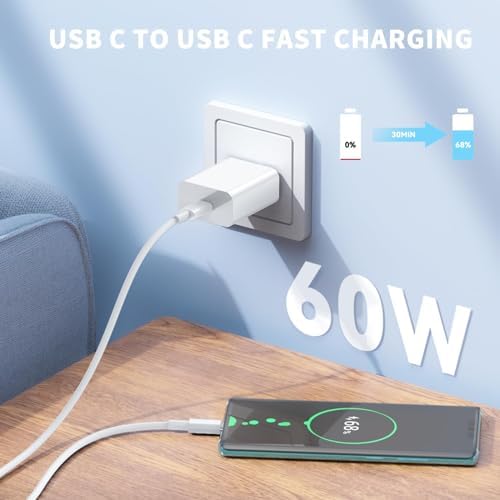 Fast Charging 3-Pack USB C to USB C Cable – 60 W Power Delivery for i Phone 16/15, i Pad Pro, and Samsung S23/22 – Durable 3-Foot Length for Home, Office, and Travel – Essential Tech Accessory for Speed and Reliability
