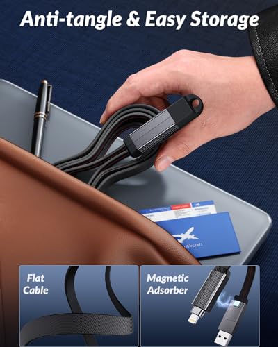 Ultimate 4-in-1 Fast Charging Cable – 5 ft Multi-Device Charger for USB A, USB C & Lightning | 60 W Power & High-Speed Data Transfer | Ideal for i Phone 16/15/14/13 Series & i Pad | Travel-Friendly, Durable, and Versatile Charging Solution