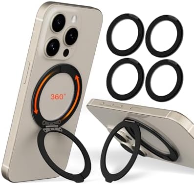 Advanced COOLQO 2-Pack 360° Rotating Phone Grip Ring Stand – Premium Magnetic Holders for Stress Relief & Enhanced Smartphone Stability – Universal Fit for All Devices – Elegant Silver Design for Car & Desk Use