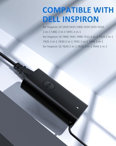 Power Up Your Dell Inspiron with Our 65 W Slim USB-C Charger – Fast Charging, Enhanced Compatibility for 14/16 Series Laptops and 2-in-1 Models, Safe & Reliable Power Adapter for Optimal Performance and Protection