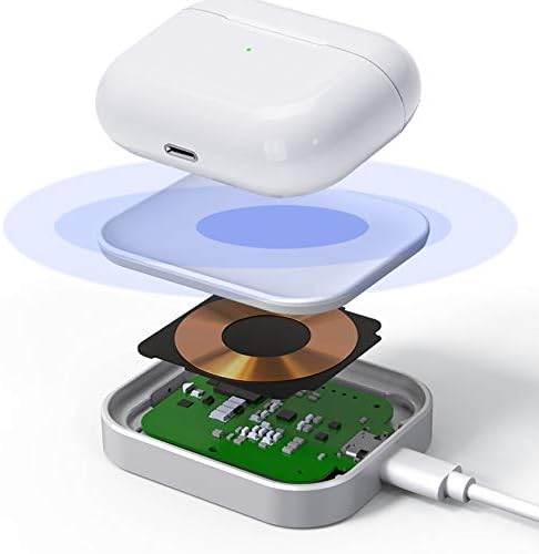 Sleek Silver Wireless Charging Dock for Air Pods Pro 2/3 & Air Pods 2 – Fast, Universal Power Solution for Effortless Charging Anywhere – Modern Aluminum Alloy Design for Home, Office, and Travel Convenience