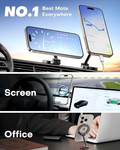 MP-MALL Mag-Safe Car Mount for i Phone 15/14/13/12 Pro Max Plus – Premium Magnetic Dashboard Holder with 360-Degree Rotation for Hands-Free Navigation – Effortless Installation & Sleek Black Design for Enhanced Vehicle Interior – Secure Grip for Safe Driving & Uninterrupted Connectivity