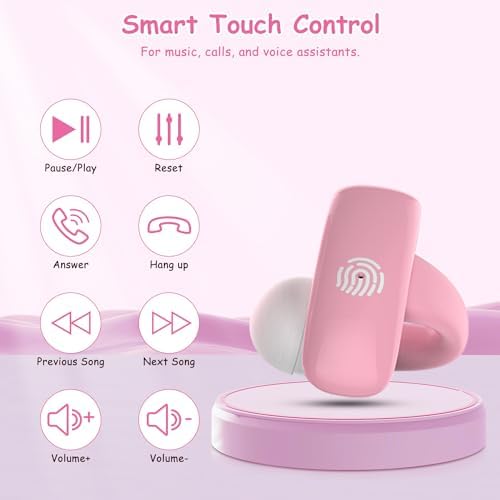 BANIGIPA Kids Bluetooth 5.4 Open Ear True Wireless Earbuds – Ultra-Lightweight Headphones with Safe 85 d B Volume Control for Young Listeners – Perfectly Designed for School, Travel & Clear Communication with Built-in Mic