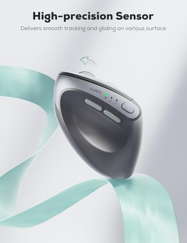 Revolutionize Your Workspace with the Nulea MD280 Ergonomic Vertical Wireless Mouse – Dual Mode Bluetooth & 2.4 G Connectivity, Precision with 4 Adjustable DPI Settings (800/1200/1600/2400), Rechargeable & Silent Clicks for Ultimate Focus – 6 Customizable Buttons Enhance Productivity for Laptop & Desktop Users in Stylish Grey.