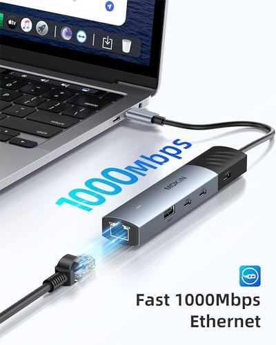 Transform Your Mac Book Pro/Air into a Powerhouse: MOKi N 7-in-1 USB C Hub HDMI Adapter with 4 K Support, Dual Card Readers, and Rapid 5 Gbps Data Transfer – Ideal for Dell XPS and Lenovo Think Pad Users!