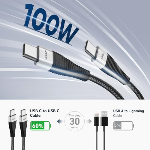 Ultra-Durable 15 ft USB C to USB C Cable – Rapid 100 W Charging & Lightning-Fast Data Transfer – Ideal for i Phone 16/15, Mac Book Pro/Air, Samsung Galaxy & More – Superior Braided Construction for Maximum Flexibility – Perfect for Home, Gaming, and Streaming Activities