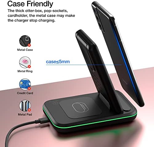 HOLYJOY 3-in-1 Foldable Wireless Charger – Ultimate Fast Charging Station for Samsung Galaxy S25 Ultra, S24, Note 20, Galaxy Watch 7/6/5/4/Active 2 & Buds – Compact Travel Charger with Non-Slip Design and LED Charging Indicator for Seamless Device Management on the Go