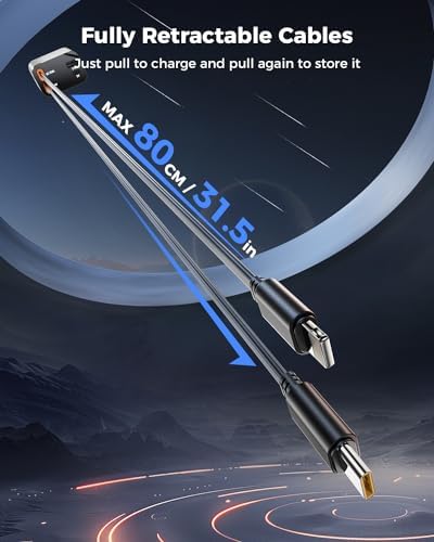 2025 SUPERONE 69 W Retractable Car Charger – Fast Charging Dual-Port Accessory for i Phone 16/15/14/13/12 & Samsung Devices, Tangle-Free Design, Ideal Gift for Men & Women, Essential Car Travel Companion