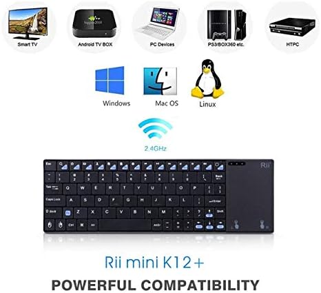Rii K12+ Mini Wireless Keyboard with Touchpad – Sleek Stainless Steel Design for Mac, PC, and Tablet – Ultimate Portable Solution for Smart TVs and Raspberry Pi – Effortless Navigation and Productivity on the Go