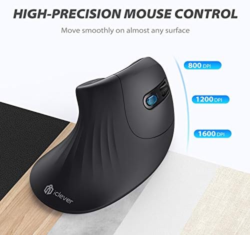 Revolutionize Your Computing with the i Clever TM209 G Ergonomic Wireless Mouse – Vertical Design for Maximum Comfort, 2.4 G Connectivity, and Customizable DPI Settings (800/1200/1600) for Enhanced Productivity on Laptops, PCs, and Desktops – Perfect for Work and Gaming