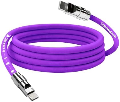 chubbycable Mirrored Head Chubby – 240W Fast Charging Cable Ultra-Thick Silicone USB C Cable Phones Tablets C to C Charger Cord, Red, Type-C to Type-C, 3.3FT – Enhanced Compatibility and Speed