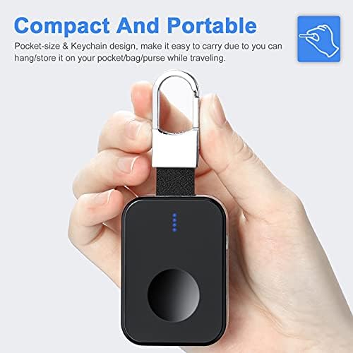 Compact Magnetic Keychain Power Bank: Portable Wireless Charger for All Apple Watch Series 1-9 with 1000 m Ah Capacity and LED Indicators – Perfect Travel Accessory for Effortless Charging on the Go